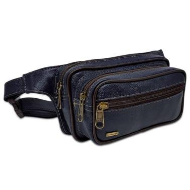 Imagem de Pochete Feita De Couro Le Voyage Espaçosa Resistente Unissex, Azul