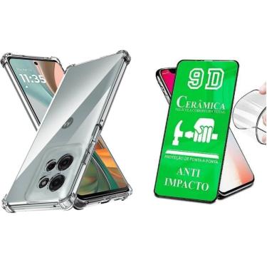Imagem de Kit Capinha Reforçada Antishock + Pelícual Ceramica 9D Para Motorola Moto G75 XT2437