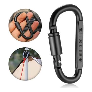 Imagem de 5X Chaveiro Mosquetão Trava Rosca Gancho Fosco Alumínio Pret