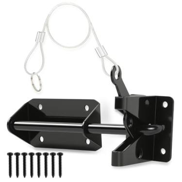 Imagem de Pubotlu Trava de portão autotravante para cerca de madeira, trava automática de segurança por gravidade para portões de metal, cerca de vinil, fechadura de porta de portão para piscina externa