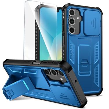 Imagem de ONOLA Capa compatível com Samsung Galaxy A17 / A16 / A26 5G com protetor de tela HD e suporte e capa de câmera deslizante, capa de telefone resistente para GalaxyA17 / A16 / A26 5G, azul