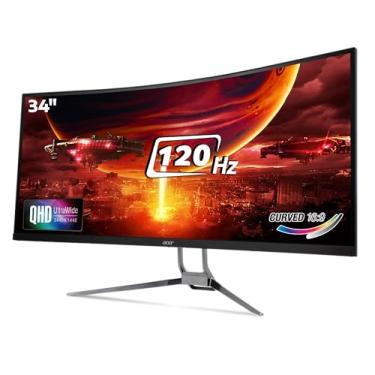 Imagem de Acer ED343CUR J 34 polegadas UWQHD (3440 x 1440) Pixels VA Painel 1000R Curvo Retroiluminação LED Monitor I 1 MS, 120Hz Refresh I HDR 10, Adobe RGB 90% I RGB Lighting I 2 x HDMI (2.0) 2 x DP (1.2) I