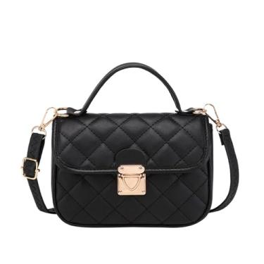 Imagem de Bolsa tiracolo feminina moderna clutch acolchoada design bolsa transversal com alça de ombro ajustável, Preto, Preto