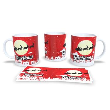 Imagem de Caneca de Natal com Desenho de Inverno, Porcelana Branca, Estampa Festiva com Papai Noel e Animais, Tema Natalino (15)