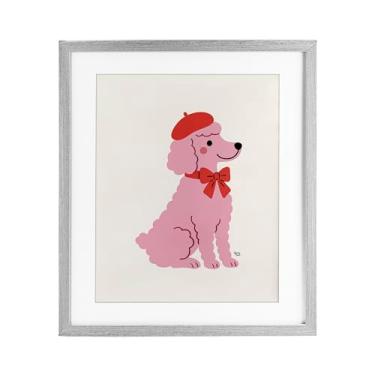 Imagem de Stupell Industries Poodle francês em boina impressão emoldurada cinza sob vidro, design de Jessica Beck, 40,6 x 33,5 cm