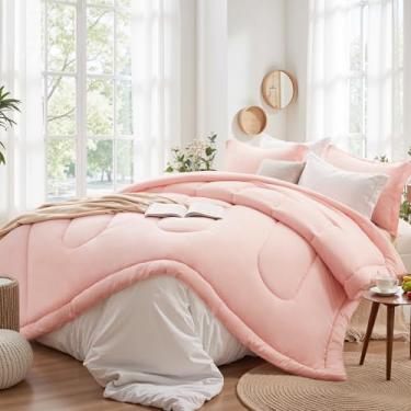 Imagem de SunStyle Home Conjunto de edredom King Size – 3 peças de edredom reversível, tamanho king, leve com 1 edredom alternativo e 2 fronhas para todas as estações, rosa