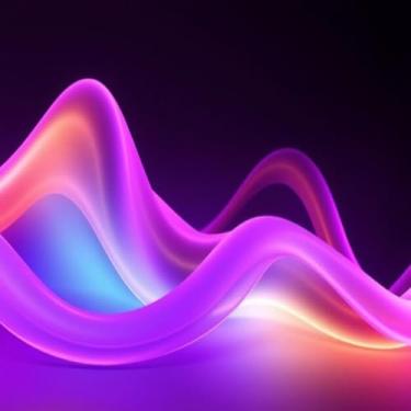 Imagem de Quadro Decorativo Abstract Neon Waves Pink Blue Orange - Arte Moderna para Parede 40x40cm