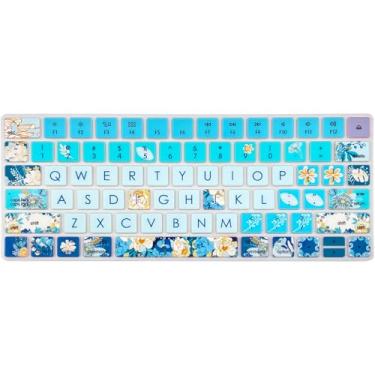 Imagem de WSLUCKO Capa de teclado para Apple Magic Keyboard 2 (MLA22LL/ A A1644), película protetora de silicone com design de letras grandes, peônia
