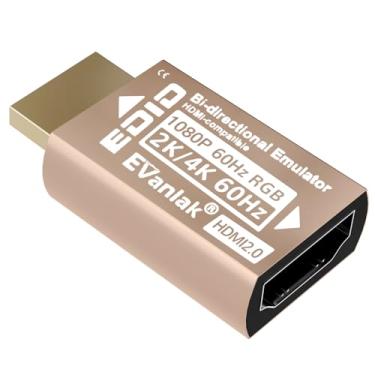 Imagem de EVanlak Adaptador de emulador HDMI EDID, plugue fictício, display virtual, fantasma, HDMI, passthrough 1080p @60Hz para 4K@60Hz, bidirecional, dourado -1P