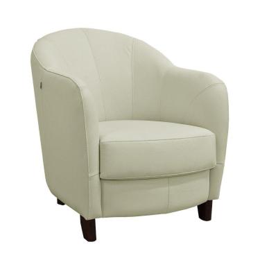 Imagem de Poltrona Kairós com Pés Madeira Couro Off White