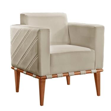 Imagem de Poltrona Delly Madeira Maciça Castellar Móbile Veludo Bege Claro Veludo Bege Claro