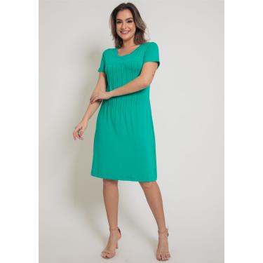 Imagem de Vestido Básico Pau a Pique Manga Curta Verde VERDE - GG