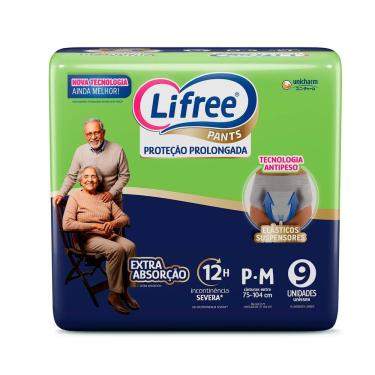 Imagem de Roupa Íntima Lifree Pants Proteção Prolongada Extra Absorção Tamanho P/M Unissex 9 Unidades