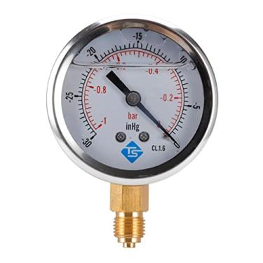 Imagem de barenx Medidor de vácuo S/caixa de aço 68 mm -1/0 bar e -30-0Hg, -1-4bar, -30-60hg/psi - A, prata