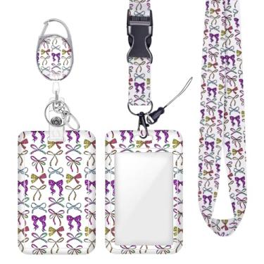 Imagem de Cordão de crachá colorido arco-íris neon leopardo laço crachá para crachá de identificação protetor de trabalho clipes de mosquetão retráteis cordão de chave resistente para mulheres enfermeiras