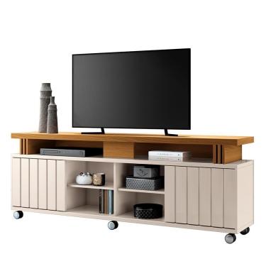 Imagem de Rack Bancada Briz 1.8 Off White-cinamomo Para Tv Até 70? - Hb Móveis Off White-cinamomo