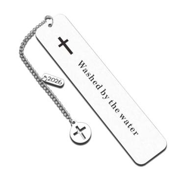 Imagem de Presentes de batismo para meninas e meninos, marcador de livro, presente para batizado de primeira comunhão, presentes para afilhada, afilhado, afilhado, bebê, menina, adulto, batismo, presentes católicos, marcadores de livro religiosos