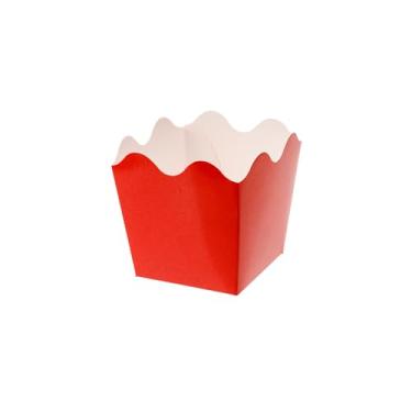 Imagem de CACHEPOT DE PAPEL LISO DOBRÁVEL VERMELHO TAM APROX. 7cm X 7cm X 7cm