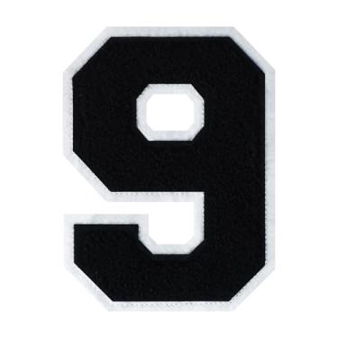 Imagem de Patch de número de chenille preto de 15 cm – aplique bordado grande universitário para jaquetas, camisas, moletons com capuz, bolsas e jeans – decoração de roupas DIY, uniforme de equipe e presente (1