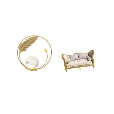 Imagem de Fenteer Escultura de Bola de Cristal em Metal, Estatueta Ornamental para Mesa, de Entrada, Lareira, Quarto, Sala de Estar, Escritório, com Miniatura de S