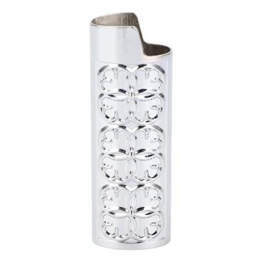Imagem de YOUTHINK Suporte de Capa de Isqueiro Com Padrão Em Relevo de Metal para Estilo Vintage J6 |Capa Protetora de Isqueiro Compacta e Elegante (Prata)