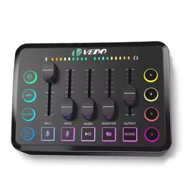 Imagem de Mesa de Som para Jogos, Interface de Áudio Recarregável com RGB e Interface de Microfone XLR, Alimentação Fantasma de 48V, para Podcast/Gravação