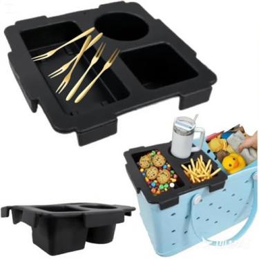 Imagem de Topper-Tray-for-Bogg-Bag-X-Grande, Snack-Box-Container-Cup-Holder-Tray-Tray-Tray-Acessório, Adequado para Stanley-Cup (preto + 5 garfos)