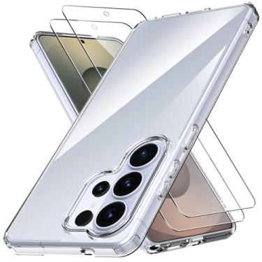 Imagem de Projetada para Samsung Galaxy S26 UltraCase.+ 2 unidades de película de vidro temperado para Galaxy S26 Kltra. [Proteção de grau militar] Traseira fina transparente antiarranhões para S26 Ultra Cover