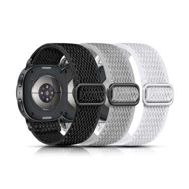 Imagem de Lerobo Pulseiras elásticas compatíveis com Samsung Galaxy Watch 8 de 40 mm e 44 mm/para Galaxy Watch 8 Classic de 46 mm, pacote com 3 pulseiras esportivas de nylon ajustáveis de 20 mm para homens e