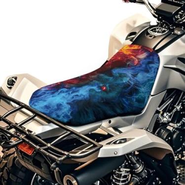 Imagem de HUISEFOR Capa de assento Wolf ATV para assento traseiro de quadriciclo respirável ao ar livre, capas de almofada para esportes motorizados, protetor acolchoado e respirável para Polaris Sportsman
