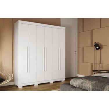 Imagem de Guarda Roupa Solteiro 6 Portas E 3 Gavetas Paolla Branco - Acp