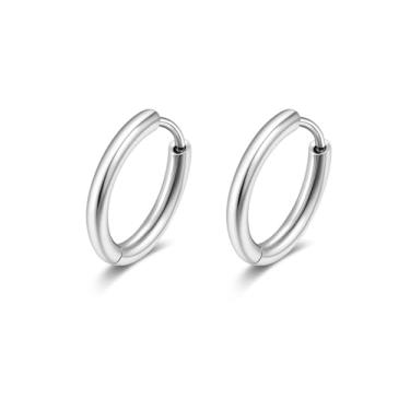 Imagem de Conjunto de brincos hipoalergênicos de aço cirúrgico para orelhas sensíveis, leves, pequenos, brincos de argola de aço inoxidável 20G, opala e pérola, zircônia cúbica, costas planas para mulheres e