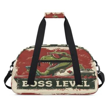 Imagem de Bolsa esportiva de dinossauro, tamanho grande, impermeável, durável, dobrável, bolsa de festa do pijama, bolsa de treino para dança, balé, academia, ginástica, bolsa de viagem, presente