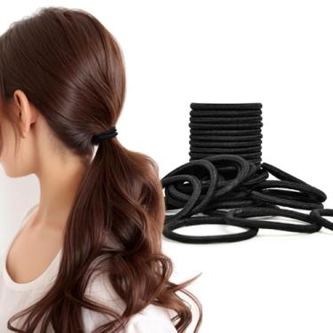 Imagem de 15 peças de laços de cabelo elásticos pretos para mulheres – faixas de borracha reutilizáveis sem danos e elásticos para tranças, ioga, academia