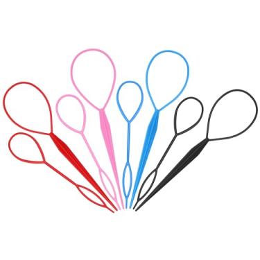 Imagem de AHIER Kit de acessórios de cabelo de 8 peças – Criador de rabo de cavalo Topsy Tail, ferramenta de trança francesa, acessórios de trança de cabelo e 4 laços de cabelo coloridos