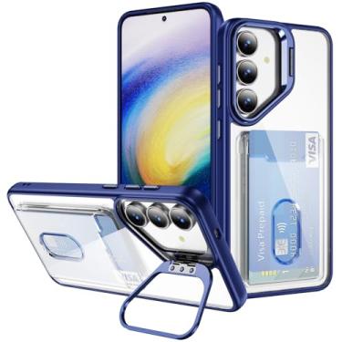 Imagem de Lunivop Capa de telefone compatível com Samsung Galaxy S25 FE, carteira, porta-cartões transparente com suporte para câmera, grau militar, proteção robusta para Samsung S25 FE (6,7 polegadas) azul