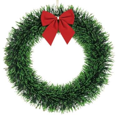 Imagem de Guirlanda de Natal Verde com Laço Vermelho Grande 30 cm Enfeite Porta Decoração Natal Luxo(Verde Simples)