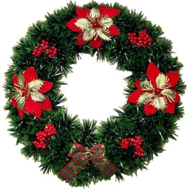 Imagem de Guirlanda Porta de Natal Enfeite Decoração Natalina de Luxo Vermelho ou Dourado 30cm (Dourado Mod.3)