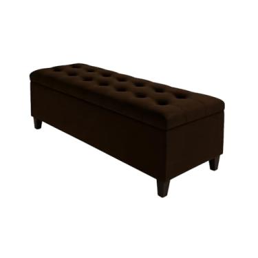 Imagem de Baú Estofado Articulado com Estrutura Reforçada - Sofá-Baú Organizador para Quarto e Sala - Pronto para Uso sem Montagem(Marrom,Casal 120cm)