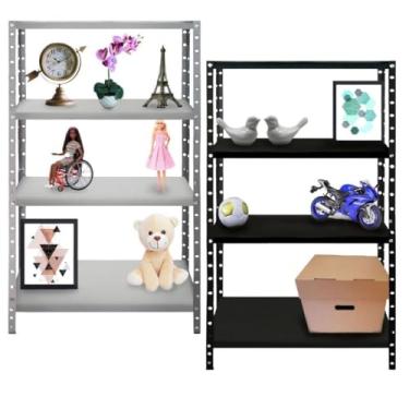 Imagem de Estante Prateleira de Aço PretA Cinza Reforçada Casa Cozinha Sala Quarto Livros Multiuso Organizador(Cinza 70 cm (4 Prateleiras)