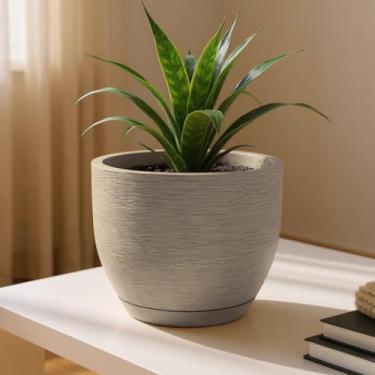 Imagem de Vaso de Polietileno Decorativo Cone Redondo 25x20 cm com ou sem Prato – Jardim Sala e Varanda (Pedra COM prato)