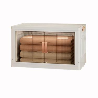 Imagem de SPXMQSS Caixas de armazenamento de plástico, caixas de armazenamento empilháveis com abertura frontal, caixa de armazenamento dobrável com tampas e rodas, oragnizadores de armário e itens essenciais