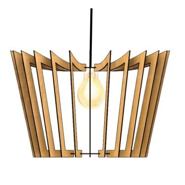 Imagem de Luminária Teto Tipo Pendente Coroa Mdf Completa - Cor:mdf Cru