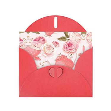 Imagem de Ourdovi Copos de chá com rosas cartões românticos em branco gasto com envelopes coloridos, para todas as ocasiões, aniversários, agradecimento, bebê, casamentos, aniversários, bênçãos.