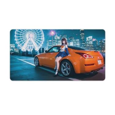 Imagem de HouLaiZhe Sailor Suit Anime Girl JDM 350Z roda gigante tapetes de mouse para jogos JDM tapetes de mesa de carro grandes para teclado de mesa tapete de computador 40 x 75 cm