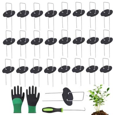 Imagem de Estacas De Paisagismo | Pregos em U de 15 cm com Vedante,Estacas De Quintal Com Gancho De Fixação | Para Relvado Pátio Estufa Tenda De Acampamento Parque De Trampolim Jardim