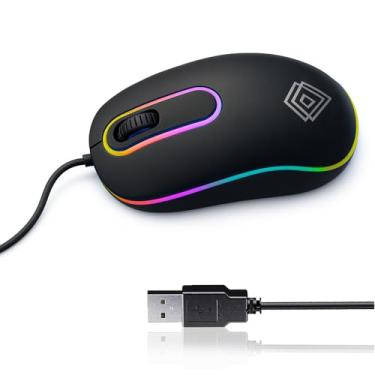 Imagem de Mouse para jogos RGB com fio, mouse óptico USB, design ergonômico para laptops, PCs, computadores, com cabo USB de 9 cm