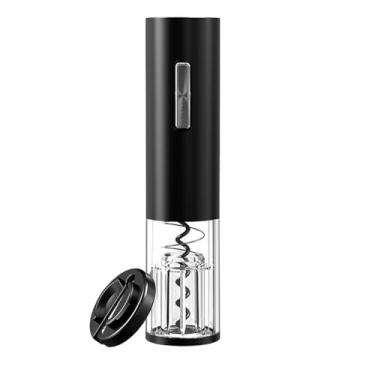 Imagem de Abridor de Vinho Elétrico Automático, Plástico ABS Preto, Portátil, Design Compacto, 25x6x6 cm, Removedor de Rolhas a Pilha, Baixo Ruído