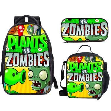 Imagem de Conjunto de mochilas escolares Zombies Plants, 3 unidades com bolsa de ombro