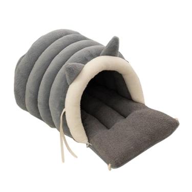 Imagem de Fenteer Cama-caverna para gatos em formato de pantufa, saco de dormir, esconderijo, casinha removível para animais de estimação, com capuz para, Cinza Claro